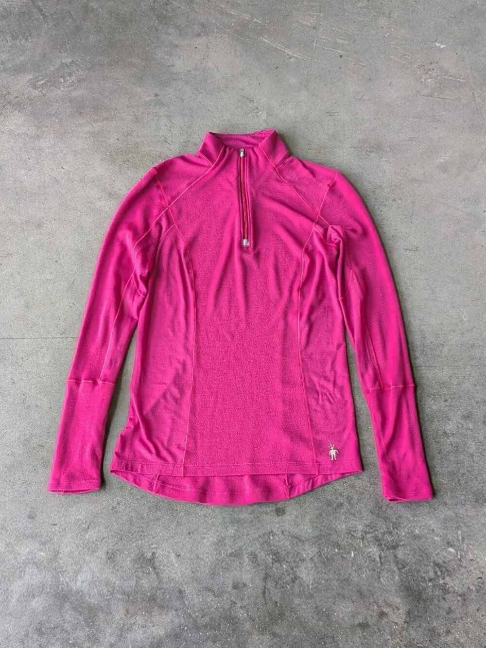 Smartwool Hot Pink Merino Wool Blend Quarter Zip Long Sleeve Top small